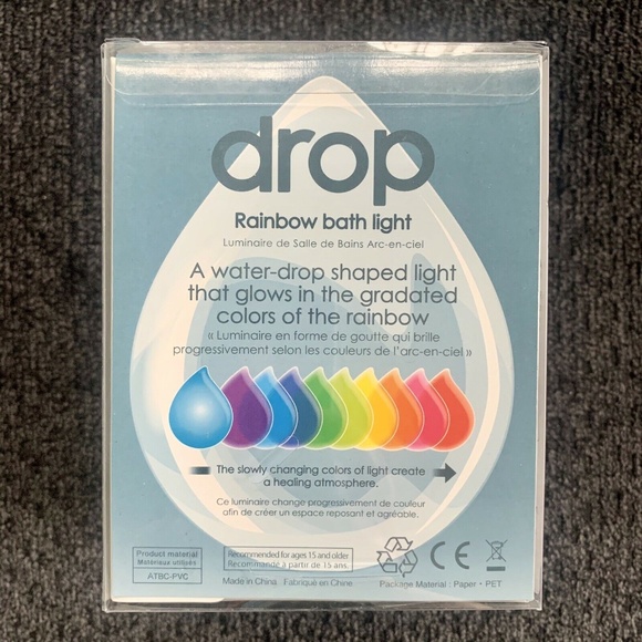 NIB Dreams White Water Drop Shaped Rainbow Gradient Color Changing Bath Light - Picture 5 of 8